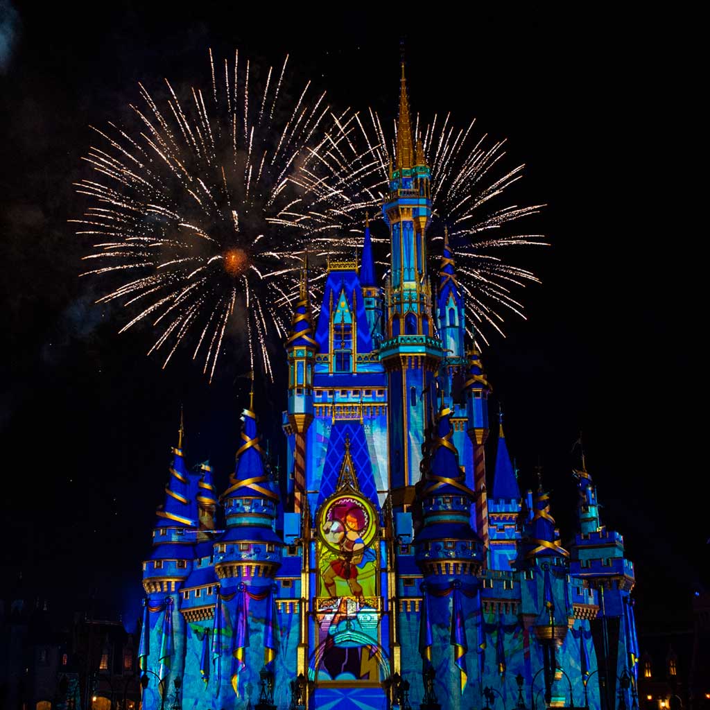 “Disney Enchantment” at Magic Kingdom Park, debuts Oct. 1, 2021, at Walt Disney World Resort in Lake Buena Vista, Fla. The new nighttime spectacular features stunning fireworks, powerful music, enhanced lighting and, for the first time, immersive projection effects that extend from Cinderella Castle down Main Street, U.S.A. (David Roark, photographer)