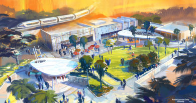 The Downtown Disney District at the Disneyland Resort in Anaheim, Calif., is about to embark on its next evolution of innovative shopping, dining and entertainment experiences, with work beginning in January 2022. The former AMC Theatres building and adjacent area will be completely transformed into a stunning new lifestyle space. Drawing inspiration from Southern California mid-century modern architecture, the area will be a beautiful blend of vibrant color palettes, multi-cultural design elements and patterns, an open lawn for relaxation and future events, and an even broader collection of dining and shopping. (Artist Concept/Disneyland Resort)