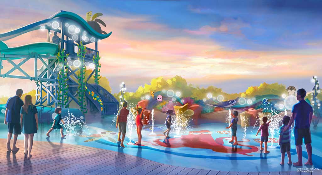 Pixar Place Hotel A “Finding Nemo”-themed splash pad will be a part of the new Pixar Place Hotel when Disney’s Paradise Pier Hotel is reimagined at the Disneyland Resort. The hotel will weave the artistry of Pixar into a comfortable, contemporary setting. (Artist Concept)