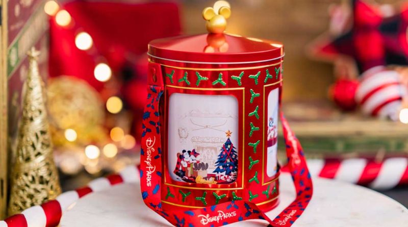 The Musical Rotating Popcorn Tin, available during the holidays at various ice cream and popcorn carts throughout Disneyland Park in Anaheim, Calif., features classic Disney characters and plays the song from the beloved, “A Christmas Fantasy Parade.”
