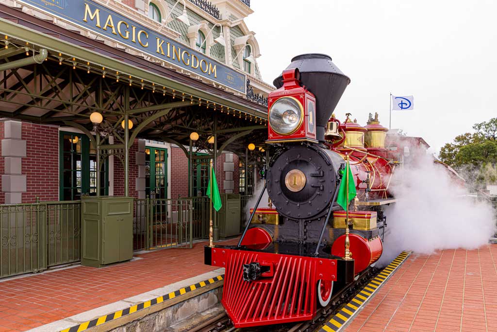 Guests will once again be able to enjoy a trip aboard the Walt Disney World Railroad this holiday season at Magic Kingdom Park at Walt Disney World Resort in Lake Buena Vista, Fla. This opening-day attraction returns with a completely refreshed track looping the park and an all-new voiceover guiding guests as they travel from one magical land to the next. (Courtney Kiefer, Photographer)
