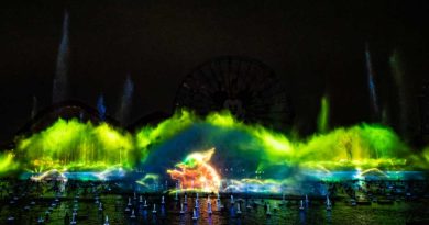 “World of Color – ONE” at Disney California Adventure Park On Jan. 27, 2023, “World of Color – ONE” will debut at Disney California Adventure Park in Anaheim, Calif., as part of the Disney100 anniversary celebration at the Disneyland Resort. This nighttime spectacular by Disney Live Entertainment tells the powerful story of how a single action – like a drop of water – creates a ripple that can grow into a wave of change. Paradise Bay is transformed with a dazzling array of fountains, lighting, lasers, fog and flame effects, harmonized with songs and stories of courageous, loving and inspiring characters who dared to be wavemakers and change the world. (Christian Thompson/Disneyland Resort)
