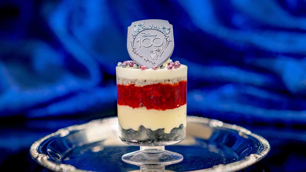 Platinum Trifle (various locations around the Disneyland Resort in Anaheim, Calif.) - layers of chocolate cookie crumbles, cheesecake, cherry compote, chocolate cookie mousse and crème fraîche chantilly with crunch pearls and a chocolate piece