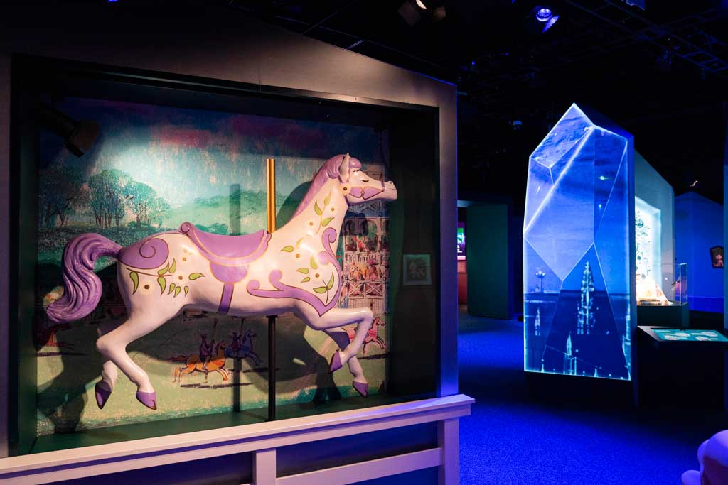Carousel horse used by Disney Legend Julie Andrews in Mary Poppins (1964) on display at Disney100: The Exhibition, now open at The Franklin Institute in Philadelphia. ©Disney