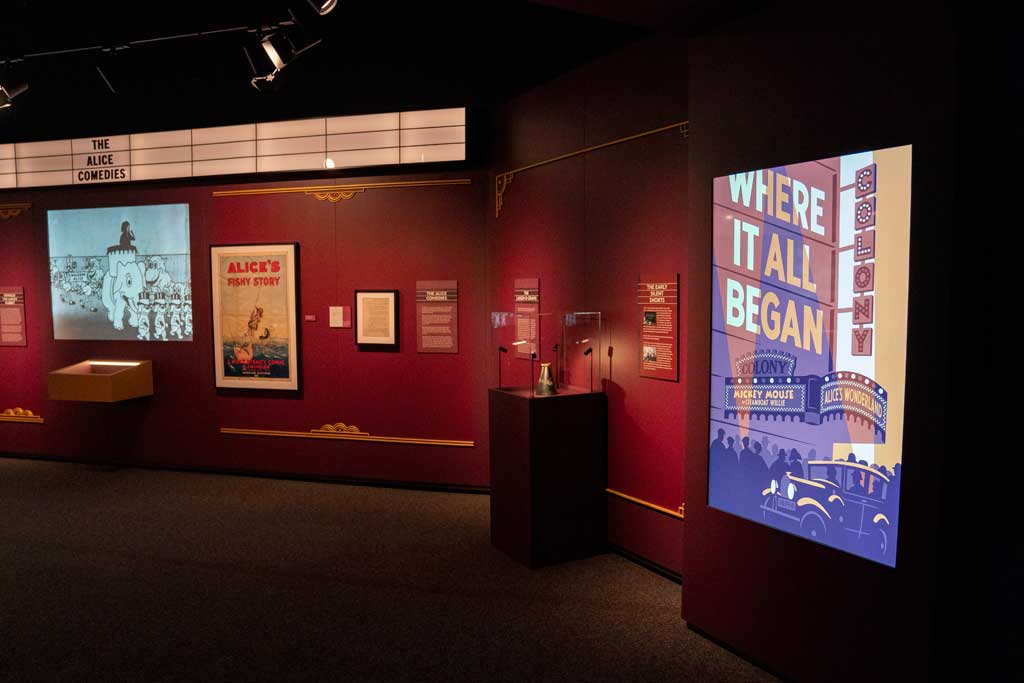Where It All Began gallery at Disney100: The Exhibition, now open at The Franklin Institute in Philadelphia. ©Disney