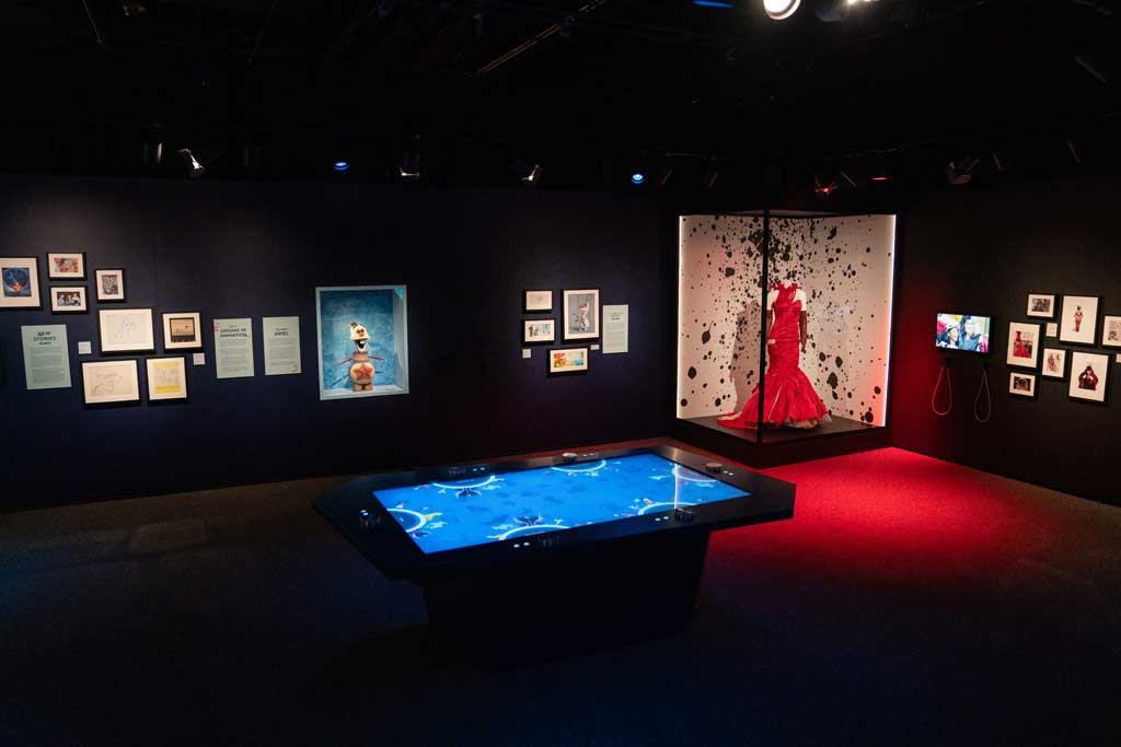 The Illusion of Life gallery at Disney100: The Exhibition, now open at The Franklin Institute in Philadelphia. ©Disney