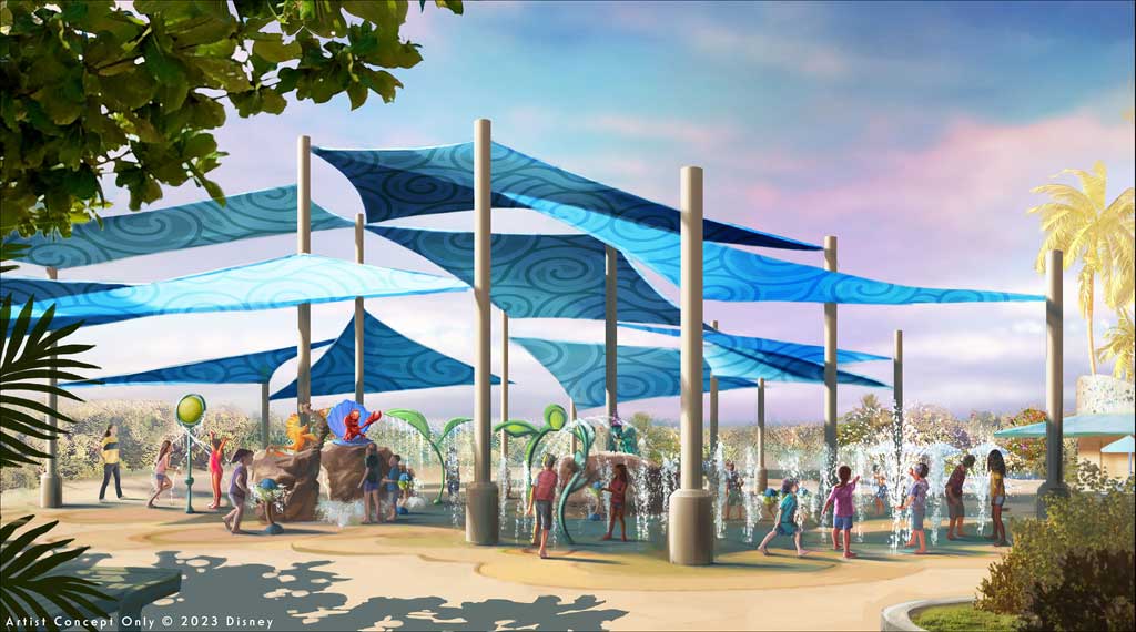 At Lighthouse Point, children ages 3 to 12 will splash and play at a themed kids’ club under the care of highly-trained Disney Cruise Line counselors. It will include a splash pad inspired by favorite undersea creatures from Walt Disney Animation Studios’ “The Little Mermaid,” plenty of shade and a dedicated dining area. (Disney)