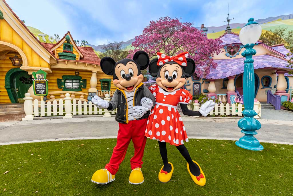 Guests may spot and take photos with Mickey Mouse and Minnie Mouse in the in the reimagined Mickey’s Toontown at Disneyland Park in Anaheim, Calif. Guests will discover playful gags and special surprises in every room of their cartoon home. (Christian Thompson/Disneyland Resort)