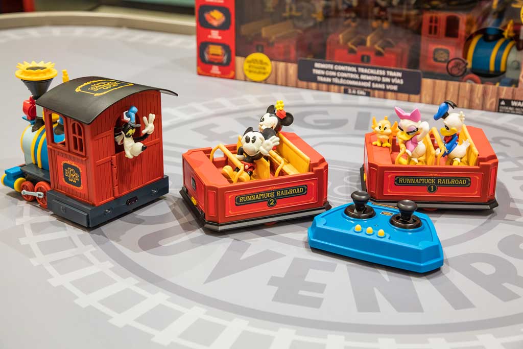 Based on Mickey & Minnie’s Runway Railway, the latest attraction at the reimagined Mickey’s Toontown at Disneyland Park in Anaheim, Calif., this remote-controlled trackless train features cars that magically follow the locomotive. Ages 3+. Batteries Included. This toy can be found at EngineEar Souvenirs, the official hobby shop of Mickey’s Toontown, which offers apparel, toys, ear hats and more. (Christian Thompson/Disneyland Resort)