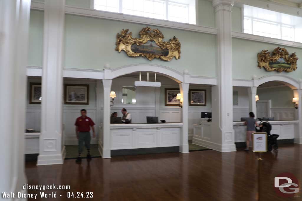 The lobby has been renovated slightly since my last visit.  There are opening in the front desk for cast members.