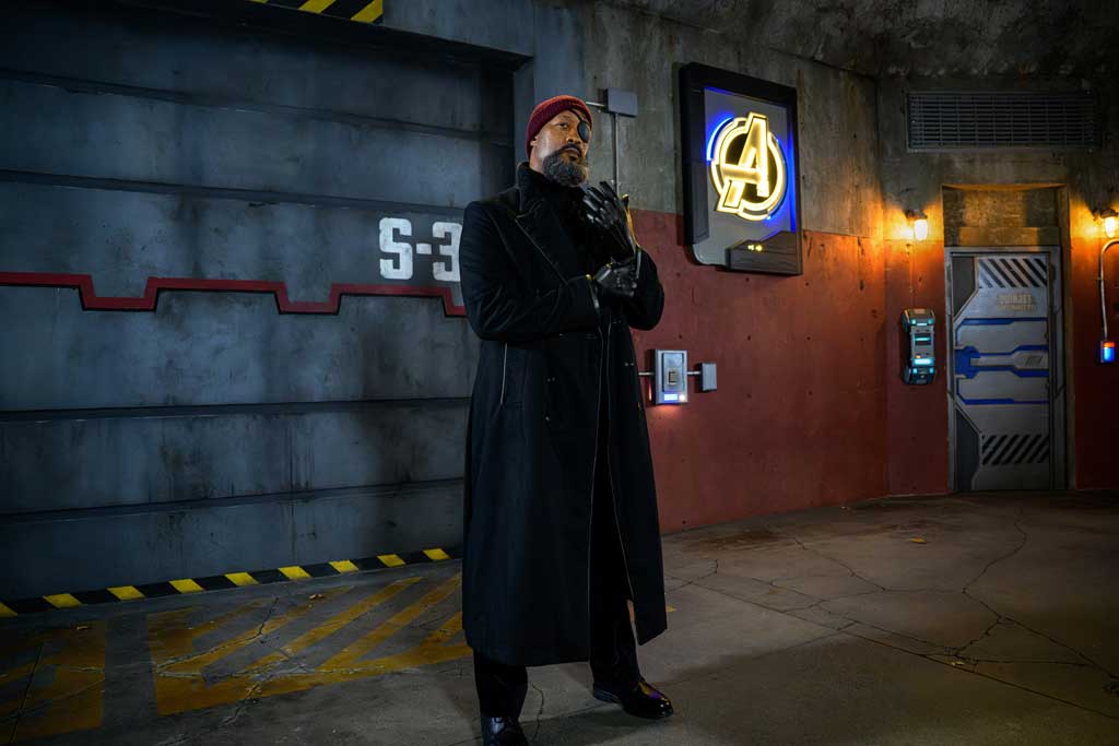 For a limited time beginning June 21, 2023, guests may encounter Nick Fury at Avengers Campus in Disney California Adventure Park in Anaheim, Calif., where he will recruit guests to practice the art of espionage in an all-new interactive experience. A veteran S.H.I.E.L.D. operative, Nick Fury continues the legacy as one of the greatest super spies in the world in “Secret Invasion,” now streaming on Disney+. (Mike Baker/Disneyland Resort)