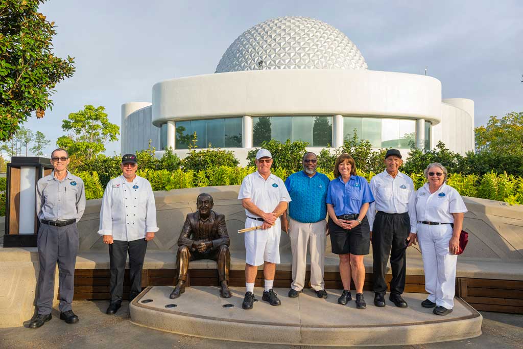 “Walt the Dreamer” Statue Dedication On Dec. 4, 2023 Walt Disney Legacy Award recipient Cast Members were among the first to see the all-new “Walt the Dreamer” statue that debuted as a focal point of the stunning World Celebration Gardens. In a memorable dedication moment, EPCOT Vice President Kartika Rodriguez was joined by the Walt Disney World Ambassadors, Imagineer Scott Mallwitz and the Voices of Liberty to celebrate the original dreamer, Walt Disney. Guests can explore the gardens beginning Dec. 5, 2023 at EPCOT at Walt Disney World Resort in Lake Buena Vista, Fla. (Abigail Nilsson, Photographer)