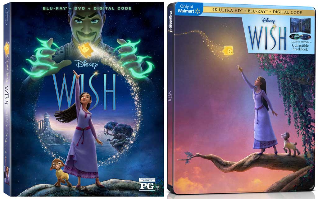 Disney's Wish Enchants 4K UHD Walmart SteelBook and Blu-ray on