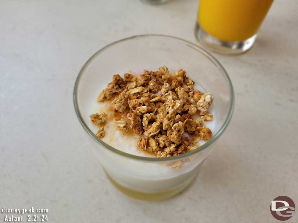 Makahiki Character Breakfast @ Aulani - Tropical Parfait - fresh pineapple, coconut, yogurt, mochi, granola