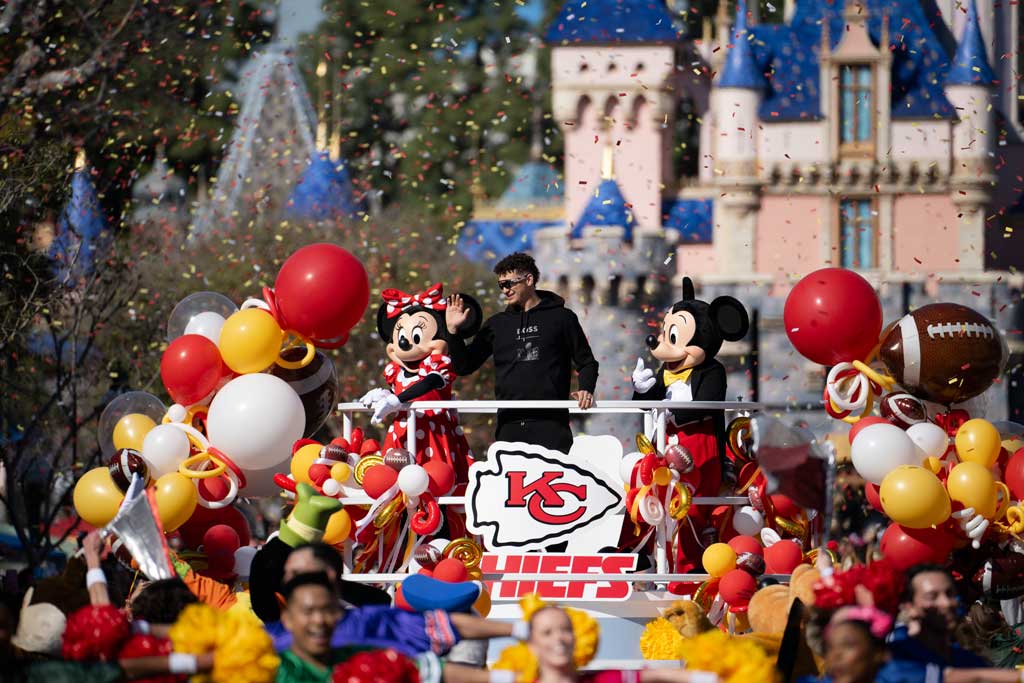 MVP Patrick Mahomes Celebrates Super Bowl LVIII Win with Visit to Disneyland Resort 