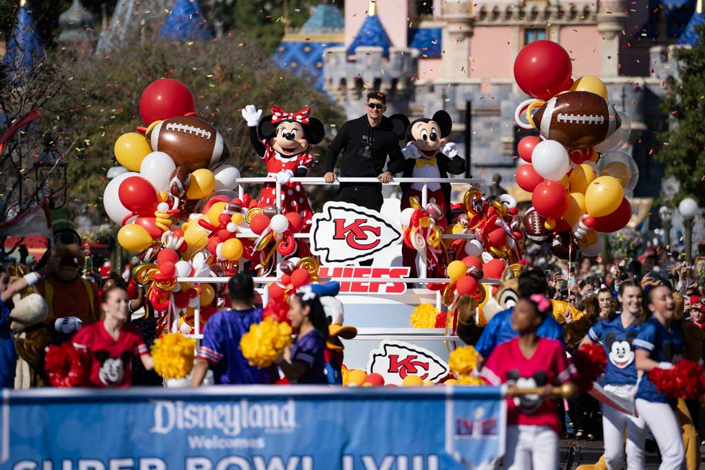 MVP Patrick Mahomes Celebrates Super Bowl LVIII Win with Visit to Disneyland Resort 