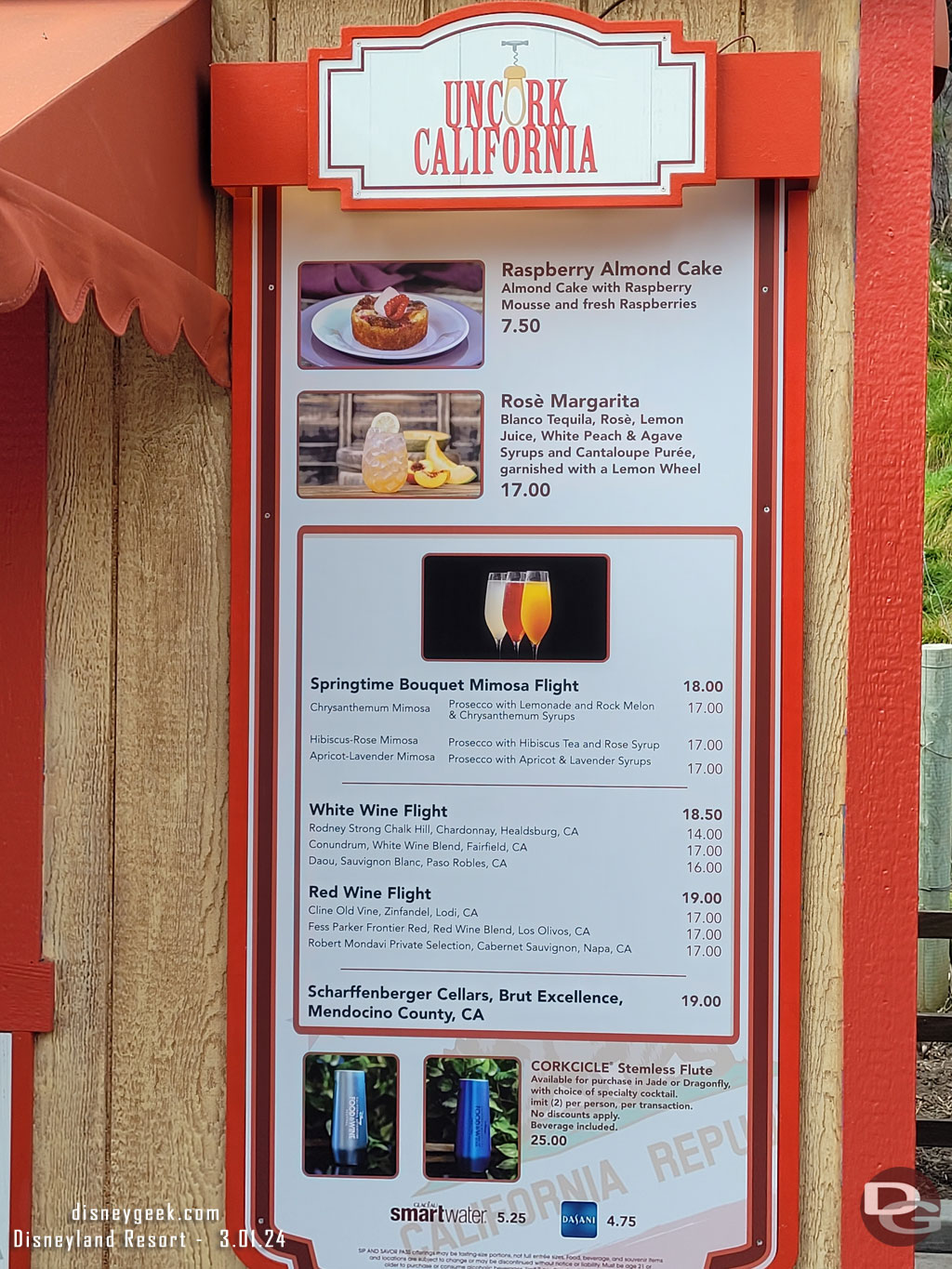 2024 Disney California Adventure Food & Wine Festival Marketplace - Uncork California Menu