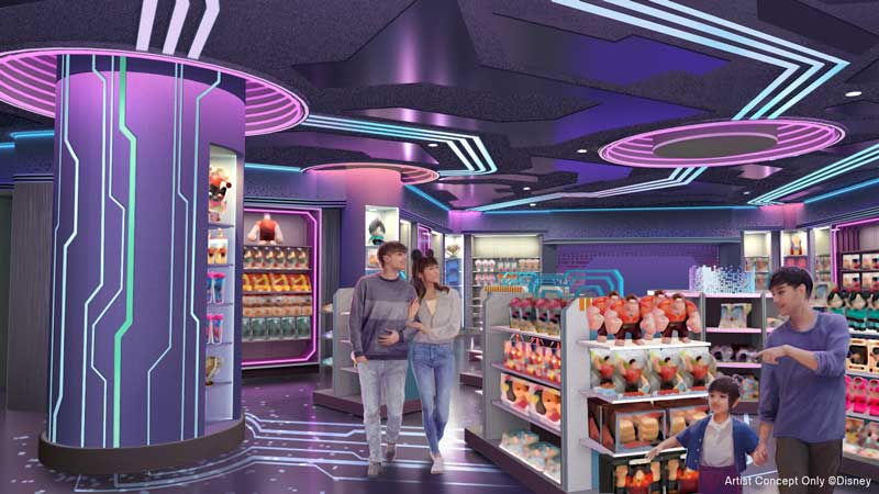 Concept image of the interior of the adjacent merchandise shop.