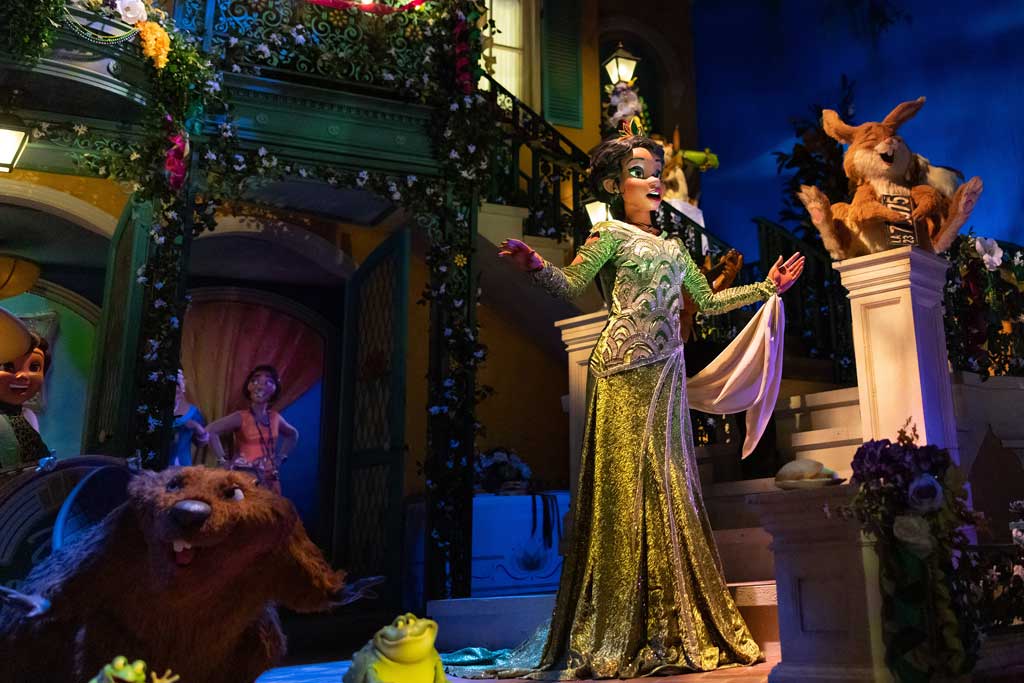Disney reveals a first look at the vibrant finale scene of Tiana’s Bayou Adventure. “Drop on in” with Princess Tiana this summer as Tiana’s Bayou Adventure opens in Magic Kingdom Park on June 28. The new attraction at Walt Disney World Resort in Lake Buena Vista, Fla., invites guests to join beloved characters and all-new friends on a thrilling adventure, all set against the music and excitement of a New Orleans celebration. (Olga Thompson, Photographer)