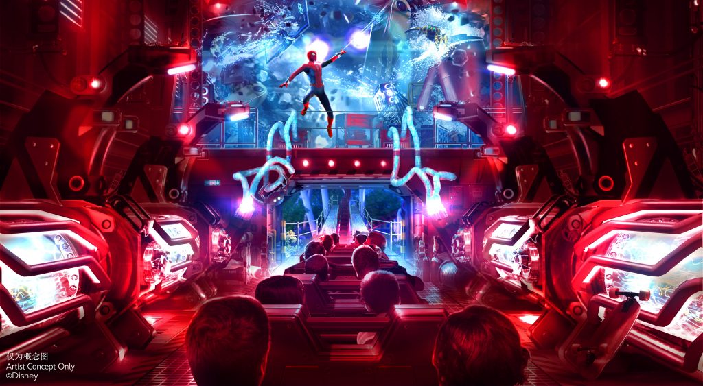 Rendering of Shanghai Disneyland’s new Spider-Man themed attraction