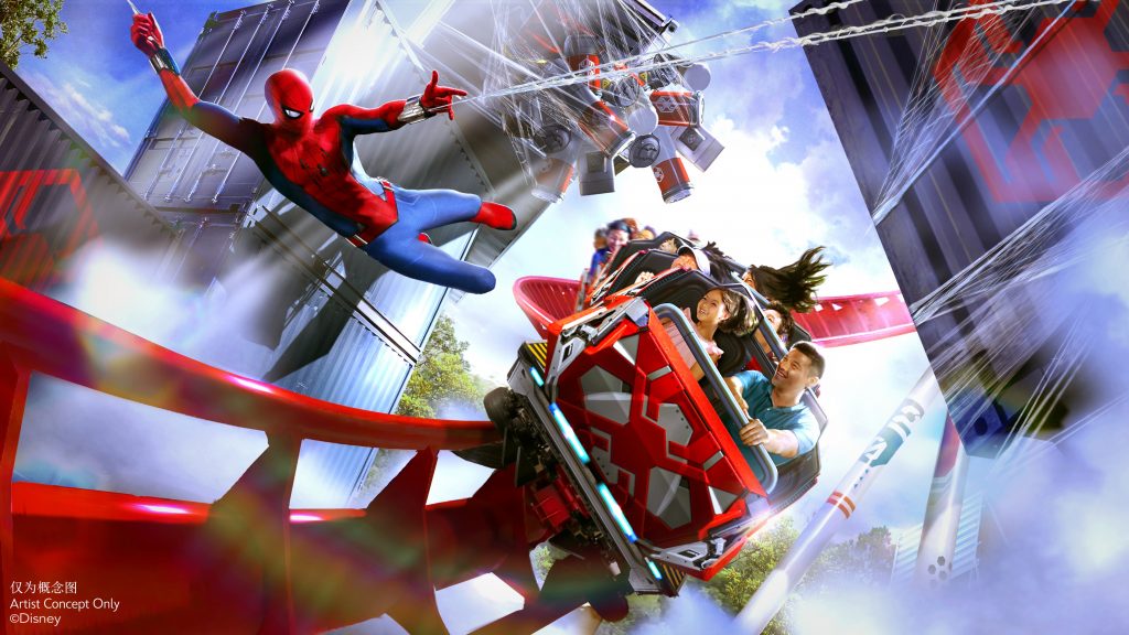 Rendering of Shanghai Disneyland’s new Spider-Man themed attraction