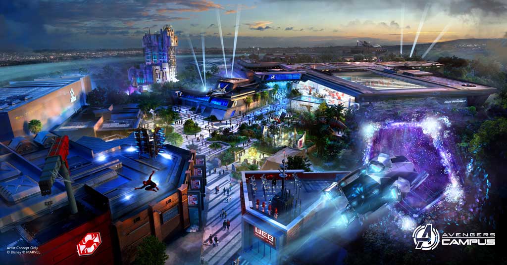 Avengers Campus at Disney California Adventure park will double in size with the addition of Avengers: Infinity Defense and a newly announced attraction Stark Flight Lab.