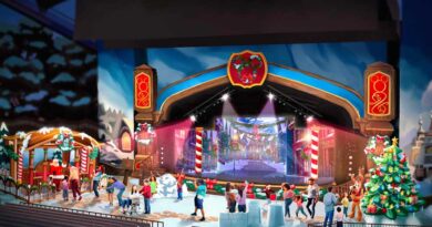 New for 2024, Santa Claus and select Disney characters will make appearances and pose for holiday photos at “Holiday Fun with Santa and Friends!” at the Fantasyland Theatre in Disneyland Park in Anaheim, Calif. Families can also enjoy craft making, sing-alongs of holiday classics and atmospheric music at this daily offering. (Artist Concept/Disneyland Resort)