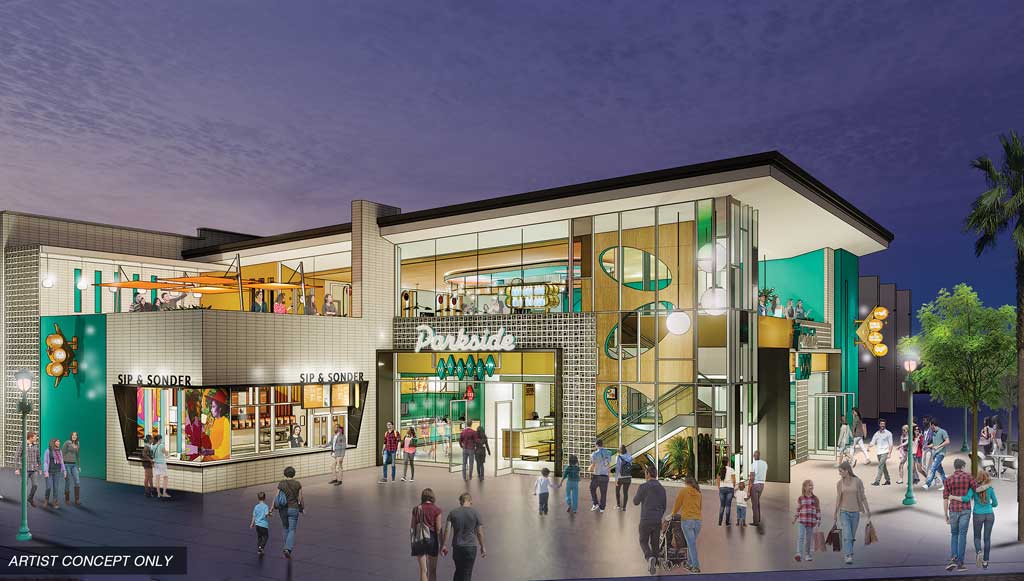 Parkside Market at Downtown Disney District Coming to the west end of Downtown Disney District at Disneyland Resort in Anaheim, Calif., Parkside Market will be home to a collection of diverse culinary concepts, featuring Seoul Sister, Sip & Sonder, GG’s Chicken Shop and Vista Parkside Market. (Artist Concept/Disneyland Resort)