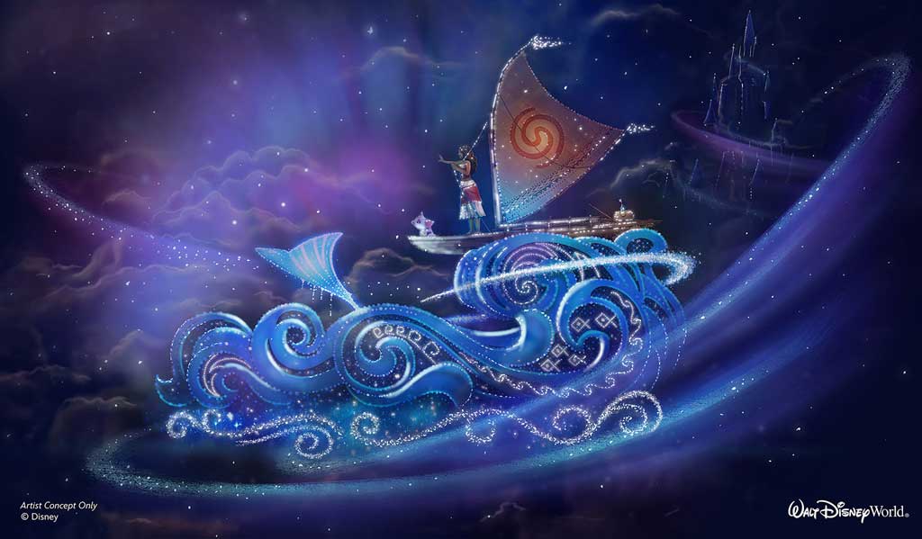 A new nighttime parade “Disney Starlight: Dream the Night Away” will come to Magic Kingdom in Summer 2025 using the latest technology to bring Disney stories to life and will feature moments from fan-favorite films like Walt Disney Animation Studios’ “Moana." (DISNEY)