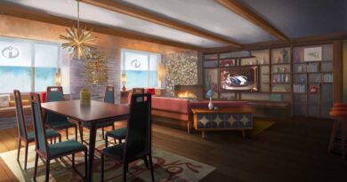 In summer 2025, Pixar Place Hotel at the Disneyland Resort in Anaheim, Calif., will add two new, two-bedroom themed premium suites, opening new doors into the worlds of Disney and Pixar’s “Coco” and “The Incredibles.”  The Incredibles Suite will have a mid-century design with a “spy-fi” twist. This suite includes a primary bedroom for the Parr parents, with a connecting room for Edna Mode designed by Edna herself. Beginning with a hand-scanning prop at the entryway, guests will encounter super-inspired touches and special effects including a spy phone, hidden messages, a secret door and other surprises.  (Artist Concept/Disneyland Resort)