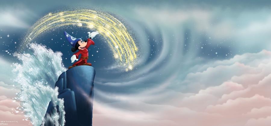 Mickey Mouse Sorcerer's Apprentice Room @ Disney Ambassador Hotel 2 Image of the wall mural