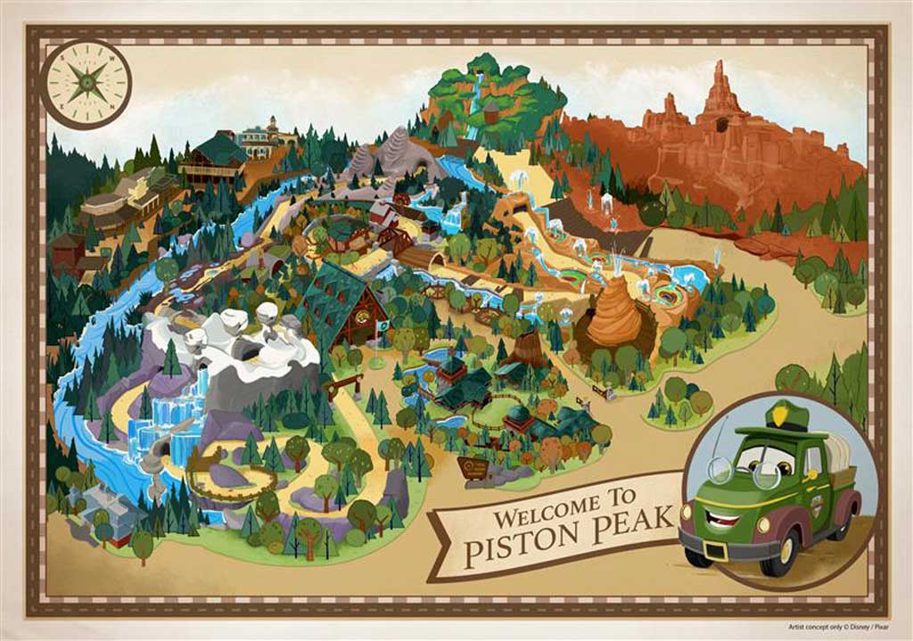 What's New and Next at Walt Disney World 8 Westward Ho! Piston Peak National Park coming to Frontierland will be part of the largest expansion in Magic Kingdom history, inviting guests to step into a breathtaking “wheelderness” inspired by Disney and Pixar’s “Cars” universe. This new area will bring the spirit of America’s national parks to life with towering trees, snowcapped mountains, breathtaking waterfalls, roaring rivers, impressive geysers, and action-packed attractions for all ages—creating an unforgettable adventure for every explorer at Walt Disney World Resort in Florida. (DISNEY)